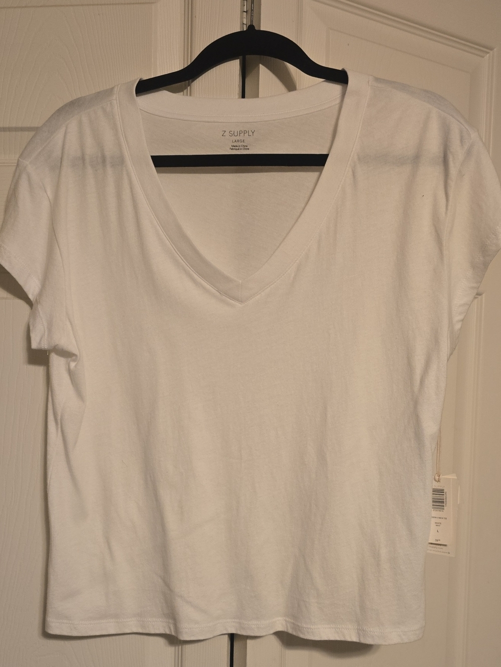 Z Supply White V-Neck Short Sleeve Tee Cotton NWOT L